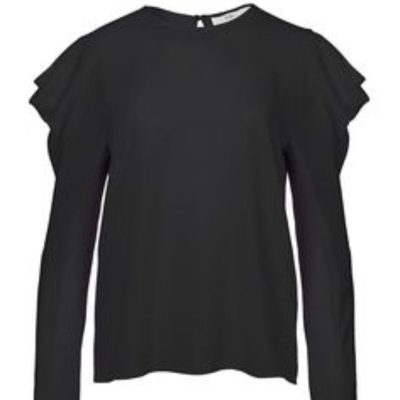 NWT Tibi Savanna Crepe Drape Top in Black Size 10 - Picture 1 of 7